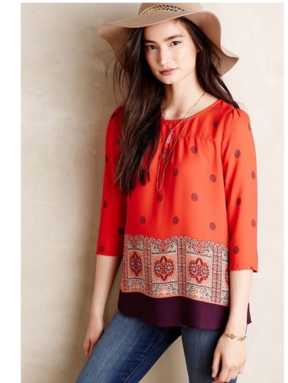 Anthropologie Rila Bordered Top by Maeve